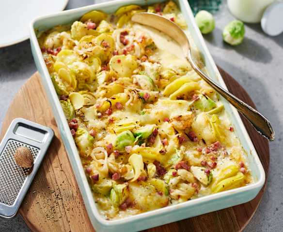 Rosenkohl-Kartoffel-Gratin