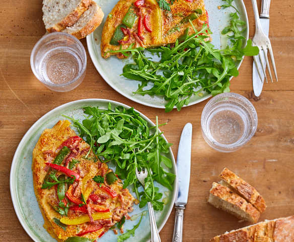 Omelette aux poivrons et lardons à l'espagnole