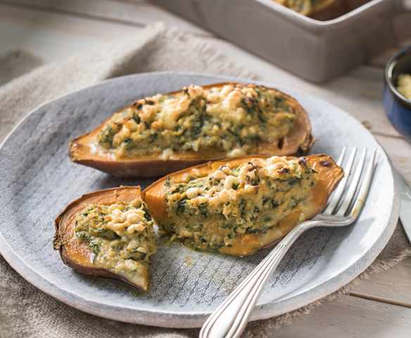 Batatas rellenas de atún y espinacas