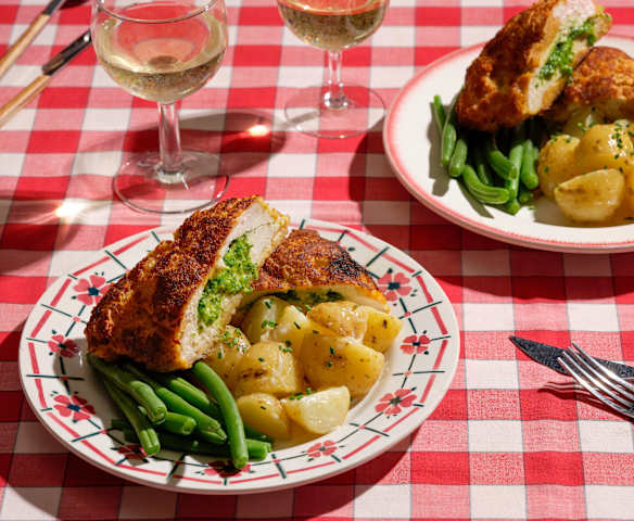 Chicken Kievs with Potato Salad and Green Beans Chicken Kievs with Potato Salad and Green Beans