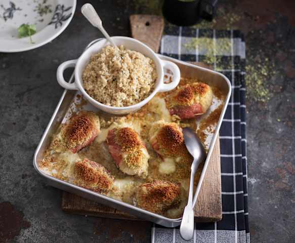 Peito de frango crocante com bulgur de coentrada