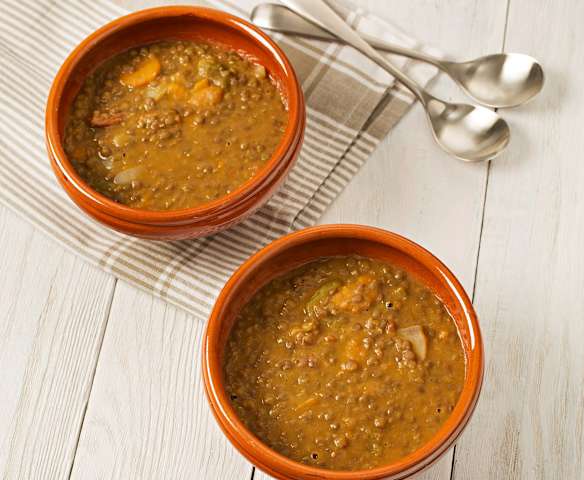 Lentejas estofadas para dos