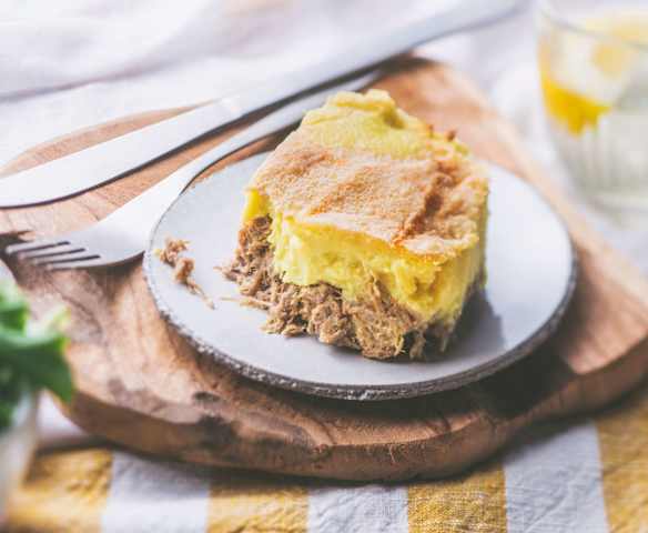 Parmentier de canard, oignons et curry