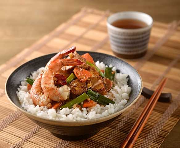 紅燒鮮蝦豆腐蓋飯