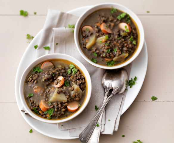 Soupe de lentilles vertes