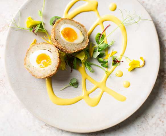 Huevitos escoceses con pollo