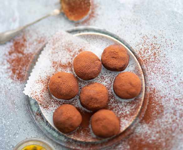 Truffes au chocolat au lait et Passion