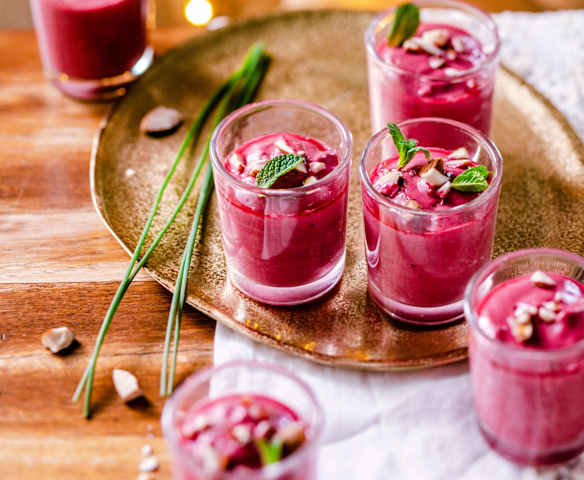 Verrines légères betterave et fromage à tartiner