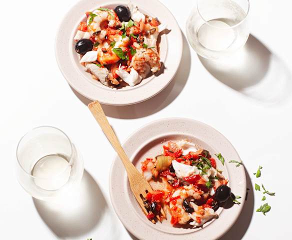 Salpicón de lubina y gambas