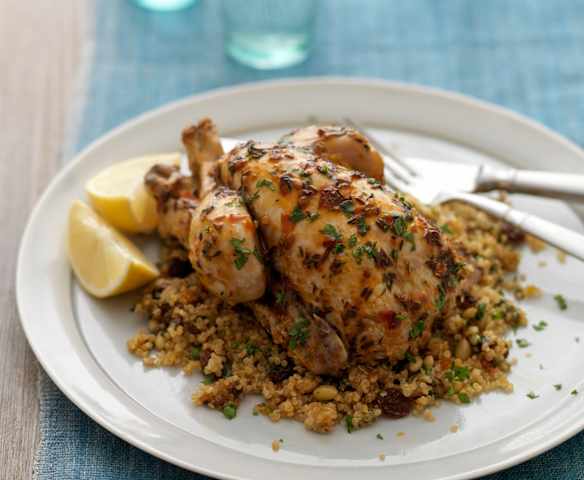Steamed Poussins and Fruity Quinoa