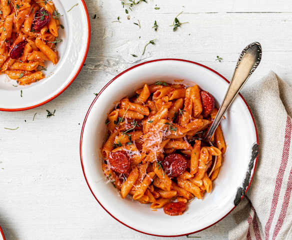 Macarrones con chorizo para 12