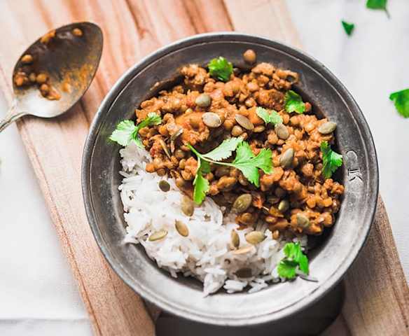 Dhal de lentilles vertes à la courge
