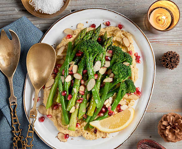 Steamed Veggies with Cauliflower Hummus