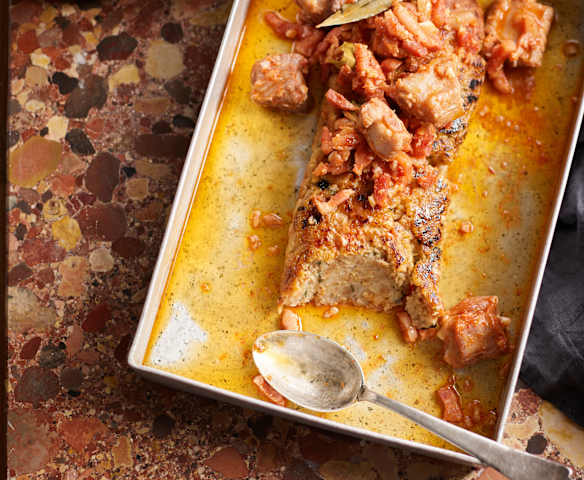 Migas alentejanas com entrecosto Migas alentejanas com entrecosto