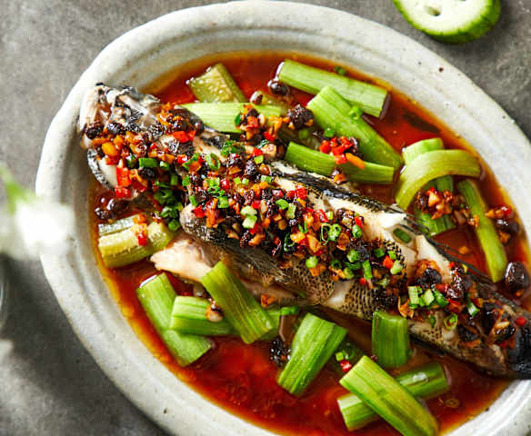 豆豉蒸笋壳鱼