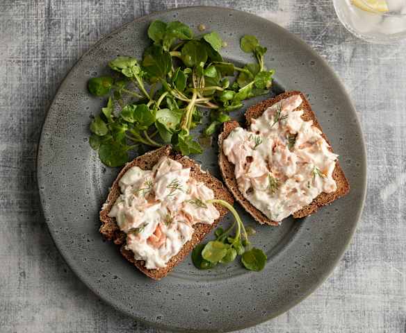 Guinness® Bread with Smoked Trout Topping and Watercress