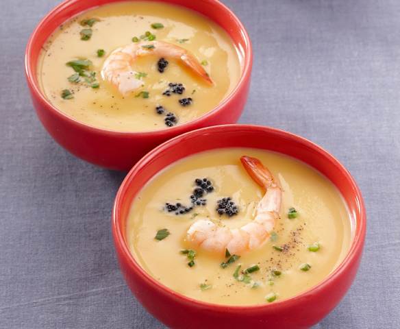 Velouté de potiron et crevette