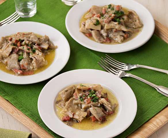 Setas de cardo con jamón