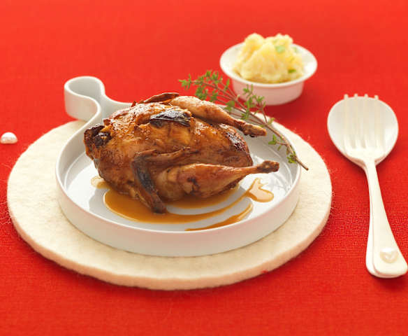 Plat : cailles farcies aux pommes et aux pruneaux