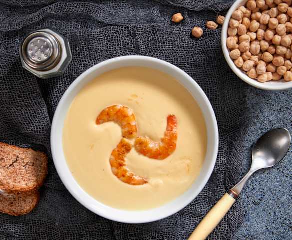 Vellutata di ceci e gamberi