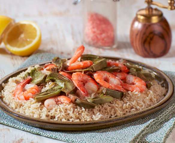 Riso basmati integrale con carciofi e mazzancolle