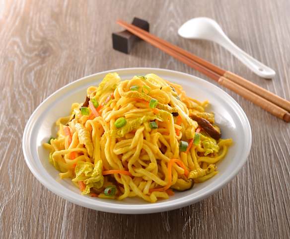 薑黃香菇肉絲炒麵