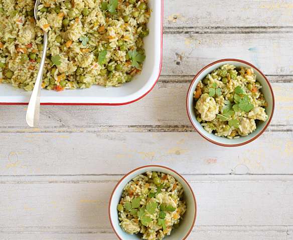 Arroz verde con pollo y perejil