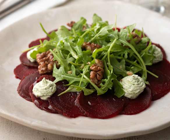 Beetroot Carpaccio with Goat's Cheese and Rocket