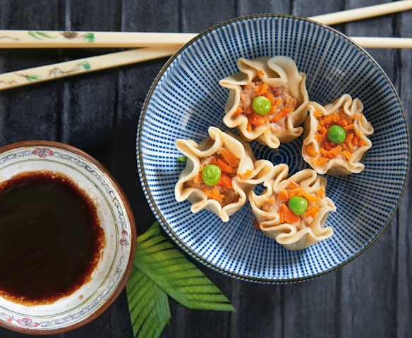 Shao mai di gamberi al vapore