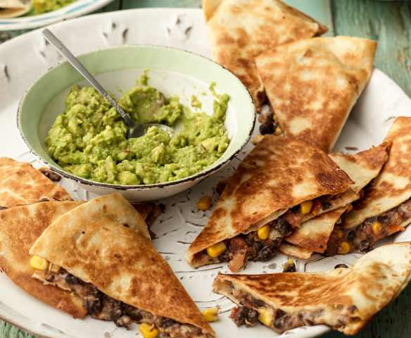 Black Bean Quesadillas with Guacamole