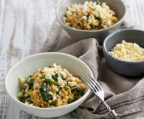 Risoto de alheira com grelos e castanhas