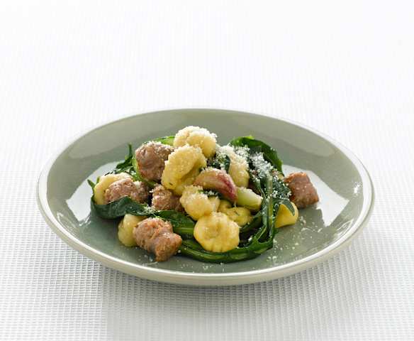 Gnocchi de lentilles et saucisse luganega