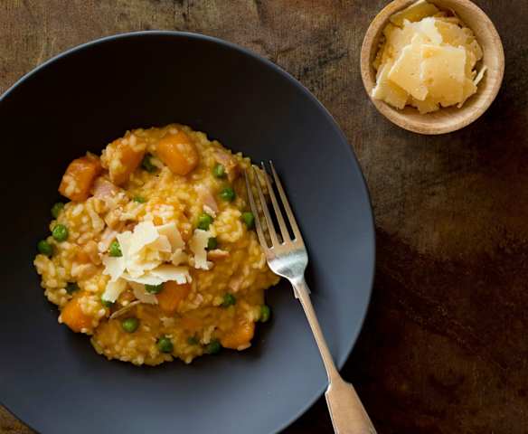 Pumpkin risotto with bacon