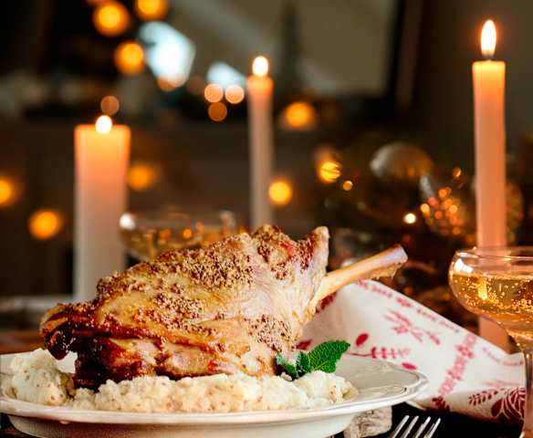 Pierna de cordero a la mostaza y menta