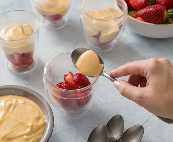 Pimm's sabayon with strawberries