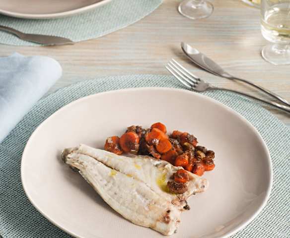Dorada al vapor con verduras agridulces