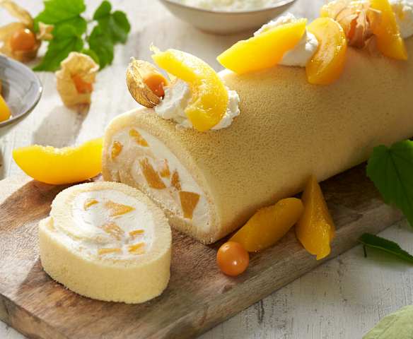 Rollo suizo relleno de melocotón
