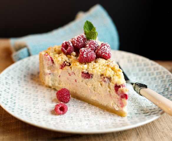 Cheesecake mit Himbeeren vom Grill