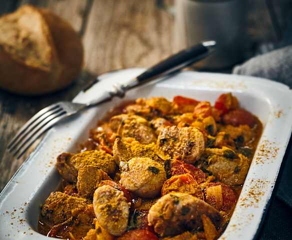 Pikanter Currywurstsalat