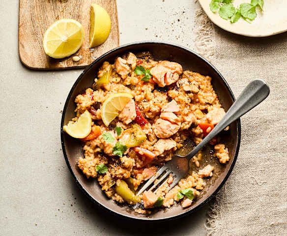 Saumon et riz aux champignons