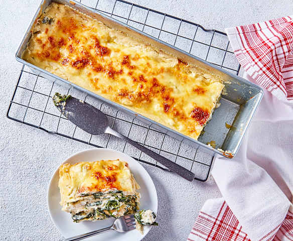 Lasaña de espinacas con requesón