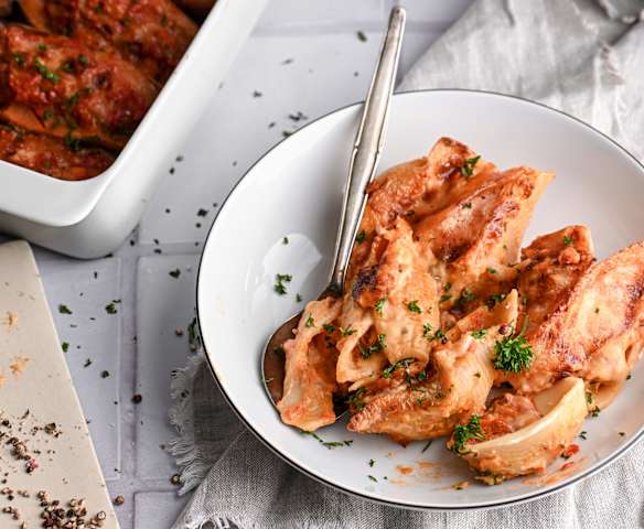Patates douces et sauce aux légumes - Gratin de pâtes