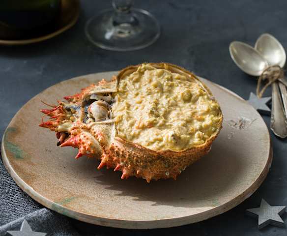 Centollos con cabrales y sidra