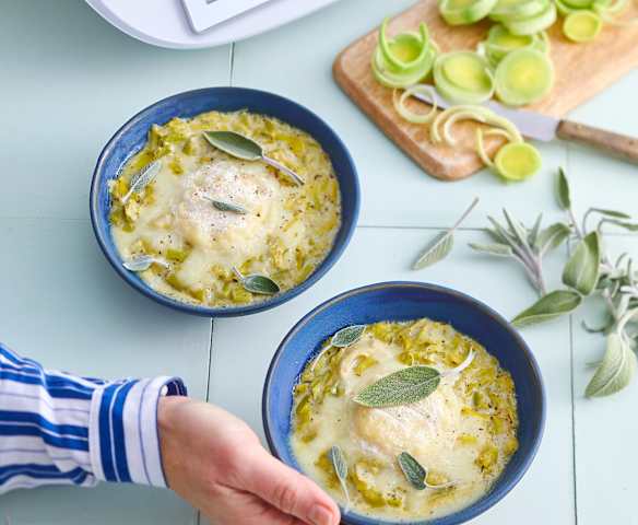 Fondue de poireaux au chèvre