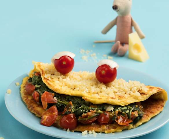 Käse-Omelette mit Spinat