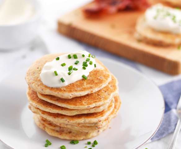 Pancakes al bacon e porri