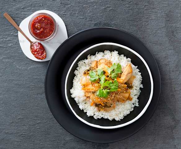 Kurczak z kimchi i ryżem