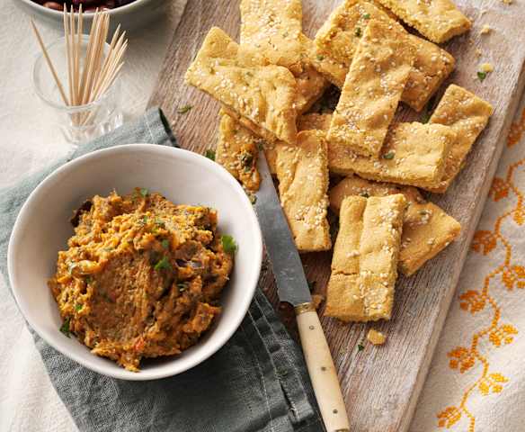 Chickpea Flatbread and Curried Vegetable Dip