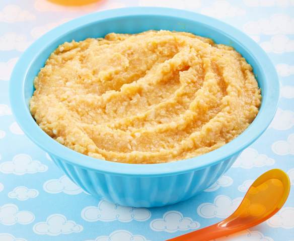 Papilla de garbanzo, arroz integral y zanahoria