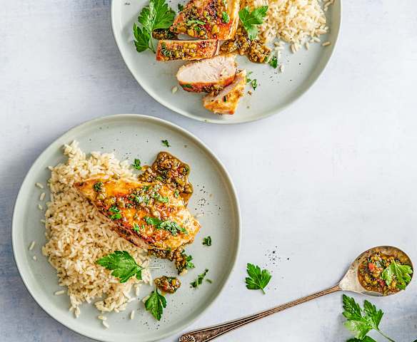 Honig-Limetten-Poulet mit Reis